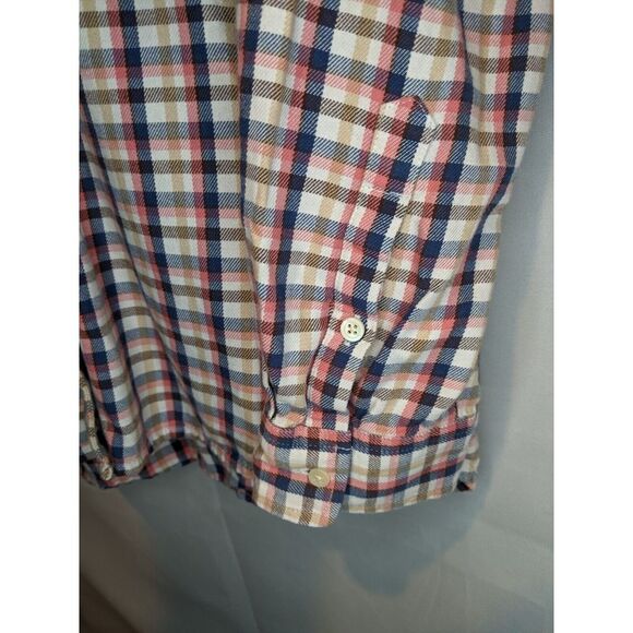 Madewell Flannel Shirt Women's Size Large Coral, Navy Blue, Tan - Picture 5 of 8